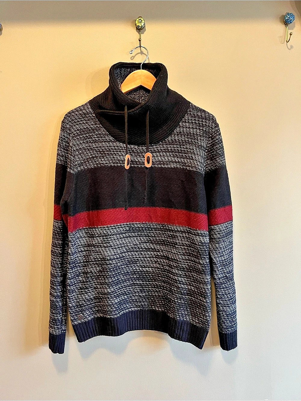 Point Zero Gold Black Label Men’s Marled Cowl Neck Sweater Burgundy M